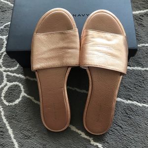Pure Navy rose gold slides size 10.